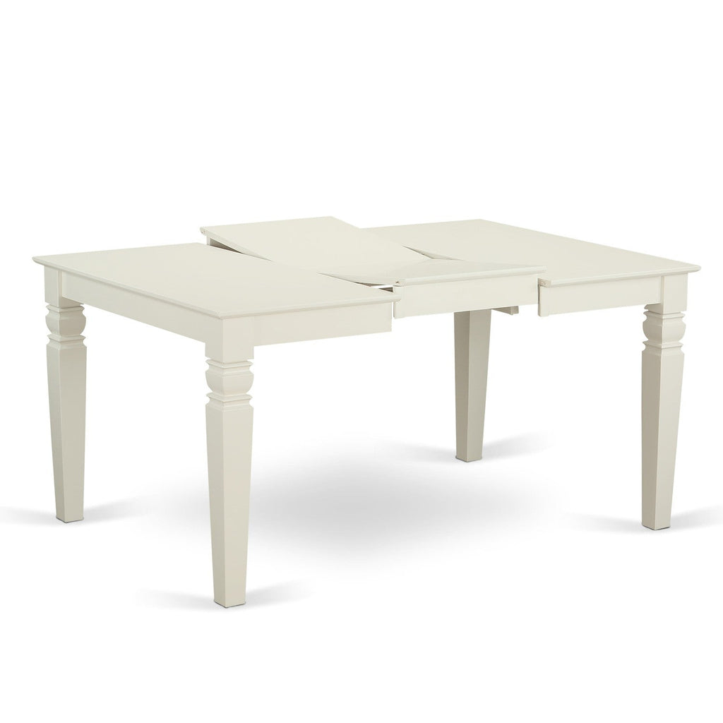 East West Furniture WEIP7-LWH-W 7 Piece Dining Table Set Consist of a Rectangle Dining Room Table with Butterfly Leaf and 6 Wooden Seat Chairs, 42x60 Inch, Linen White