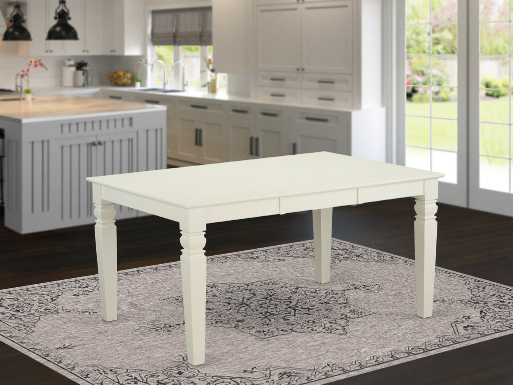 East West Furniture WET-WHI-TL Weston Modern Kitchen Table - a Rectangle Dining Table Top with Butterfly Leaf & Stylish Legs, 42x60 Inch, Linen White