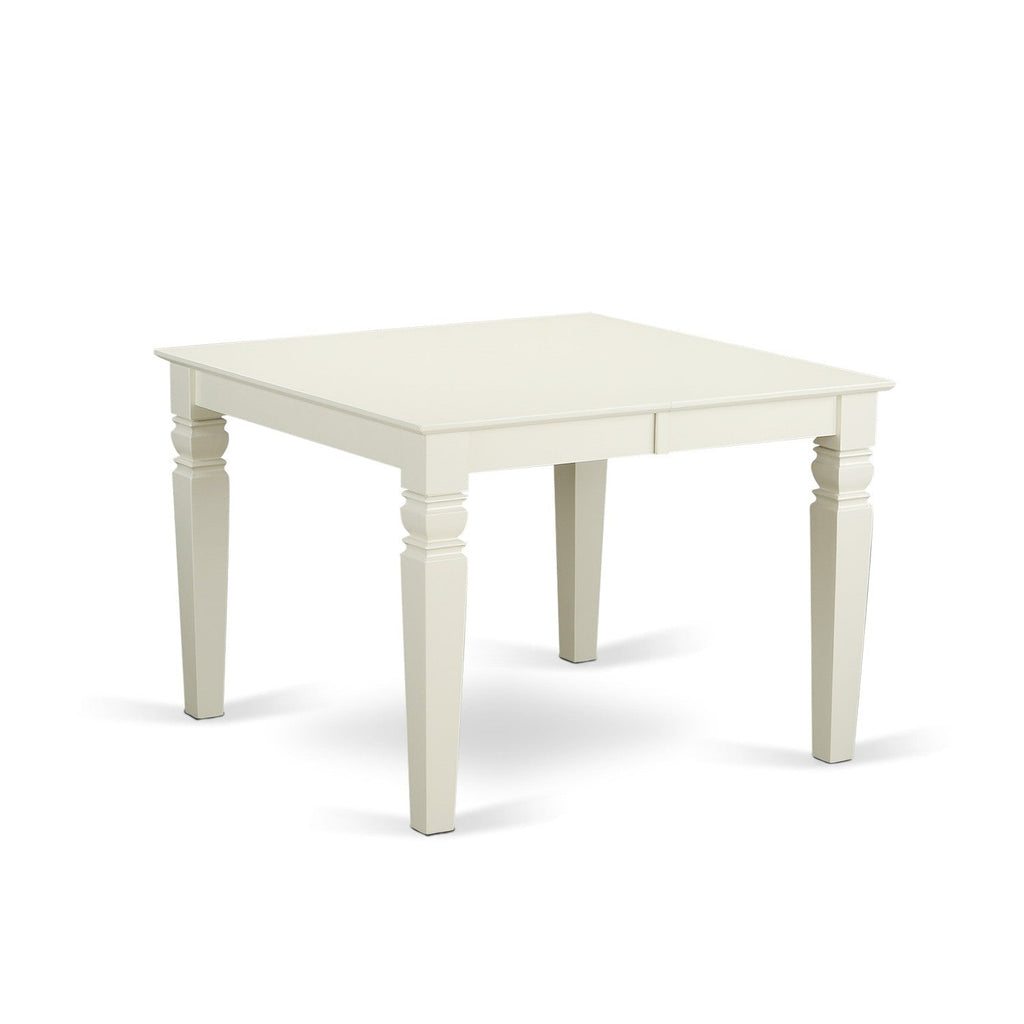 WEAV6-LWH-W 6Pc Dining Room Set - 42x60" Rectangular Table, 4 Wood Seat Chairs and a Bench - Linen White Color