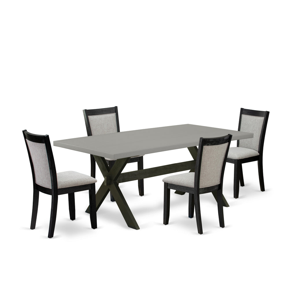 East West Furniture X697MZ606-5 5 Piece Kitchen Table Set for 4 Includes a Rectangle Dining Table with X-Legs and 4 Shitake Linen Fabric Parson Dining Chairs, 40x72 Inch, Multi-Color