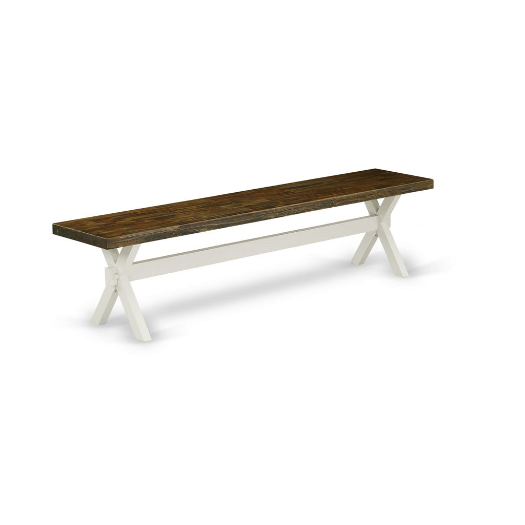 East West Furniture XB077 X-Style Modern Dining Bench with Wooden Seat, 72x15x18 Inch, Multi-Color