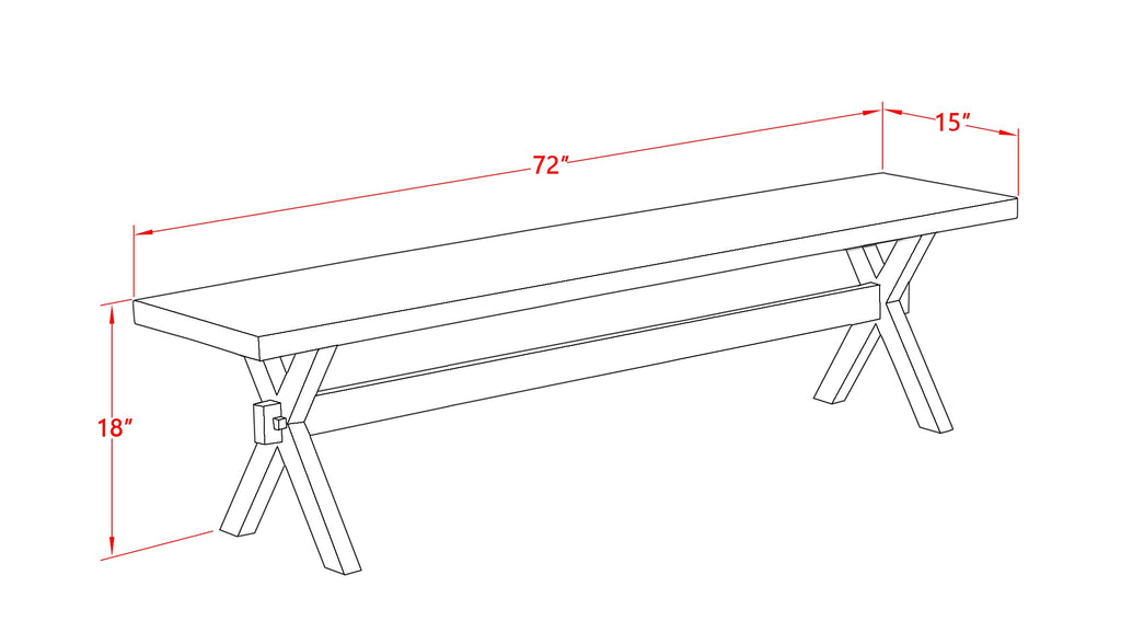 East West Furniture X077GA235-6 6 Piece Modern Dining Table Set Contains a Rectangle Wooden Table with X-Legs and 4 Doeskin Linen Fabric Parson Chairs with a Bench, 40x72 Inch, Multi-Color