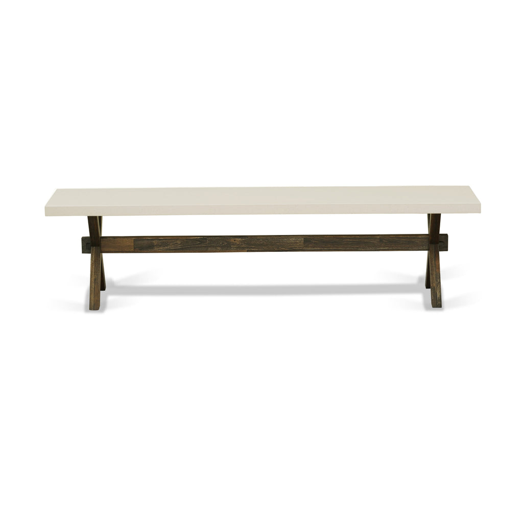East West Furniture XB727 X-Style Modern Dining Bench with Solid Wood Seat, 72x15x18 Inch, Multi-Color