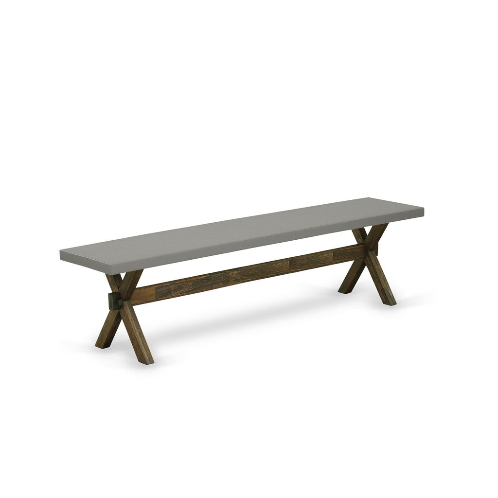 East West Furniture XB797 X-Style Modern Dinette Bench with Wood Seat, 72x15x18 Inch, Multi-Color