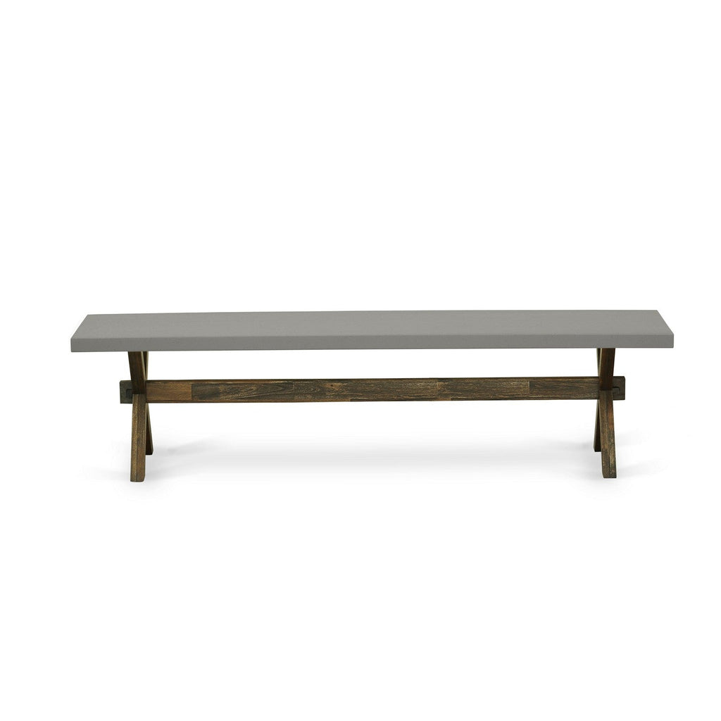 East West Furniture XB797 X-Style Modern Dinette Bench with Wood Seat, 72x15x18 Inch, Multi-Color