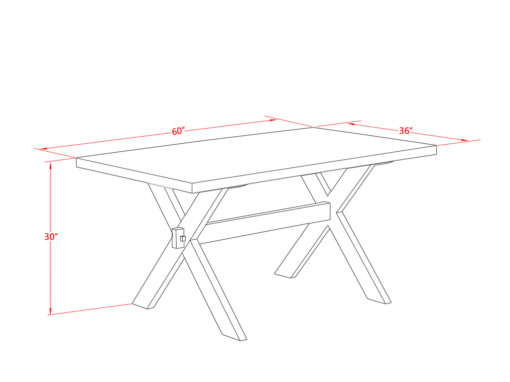 East West Furniture X026MZ015-5 5 Piece Kitchen Table Set for 4 Includes a Rectangle Dining Table with X-Legs and 4 Baby Blue Linen Fabric Parson Dining Chairs, 36x60 Inch, Multi-Color