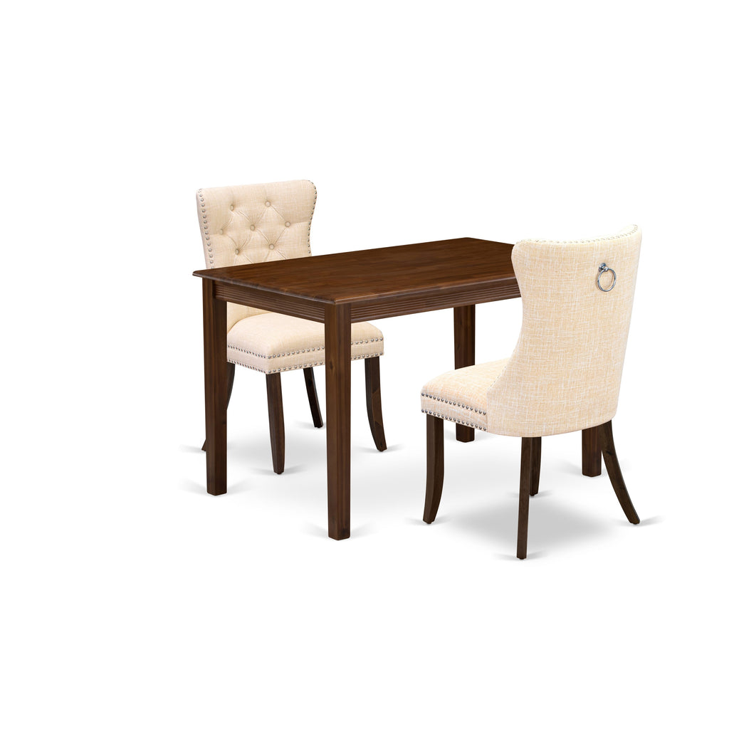 East West Furniture YADA5-AWA-32 5 Piece Dining Table Set Consists of a Rectangle Kitchen Table and 4 Upholstered Parson Chairs, 30x48 Inch, Antique Walnut