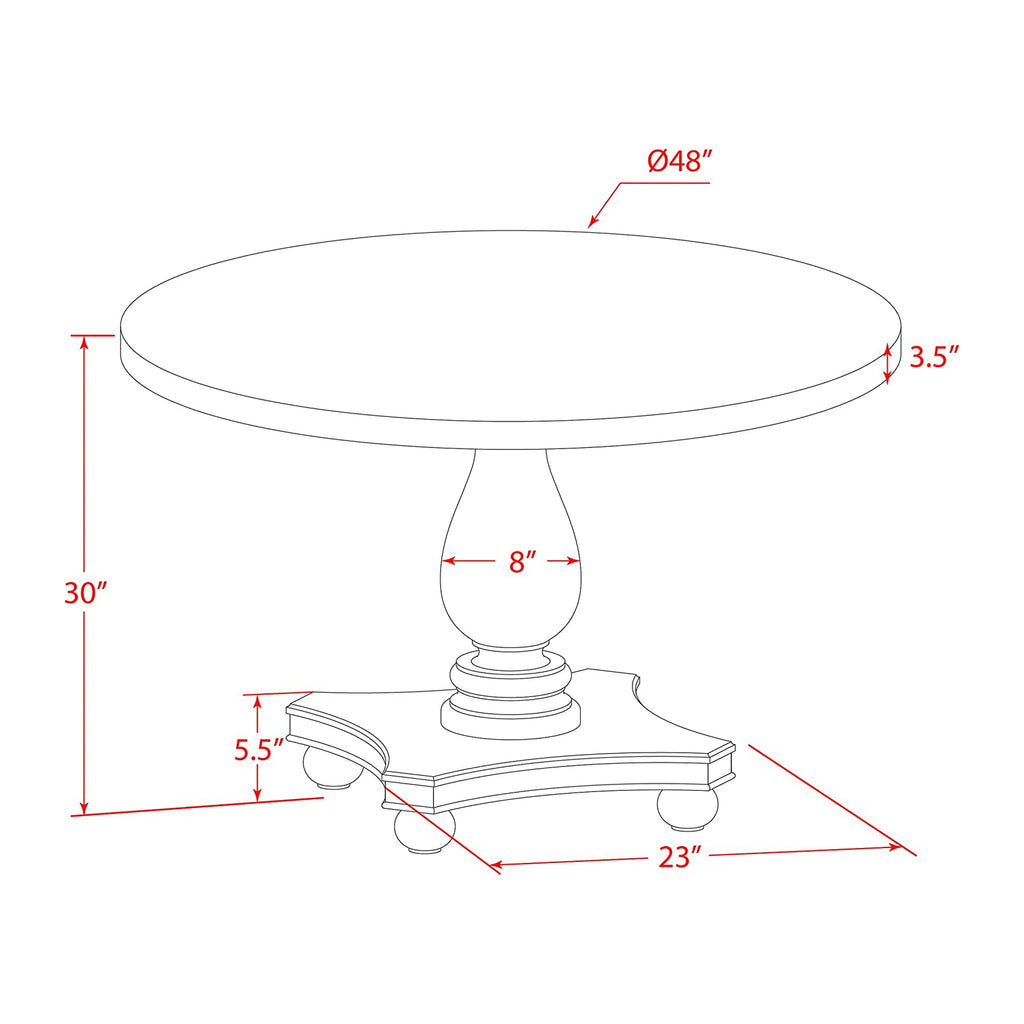 East West Furniture I2MZ7-N04 7 Piece Kitchen Table & Chairs Set Consist of a Round Dining Table with Pedestal and 6 Light Tan Linen Fabric Parson Chairs, 48x48 Inch, Antique Walnut